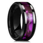 Fashion 8Mm Men Stainless Steel Rings Inlay Meteorite Abalone Shell Rings for Men Women Wedding Engagement Band Jewelry Gift